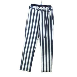 Women’s Boutique Clothing By UNIQ, Belted Striped cropped  Pants, Small